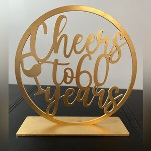 Set of 4 Scroll Cut “Cheers to 60 Years” Table Signs